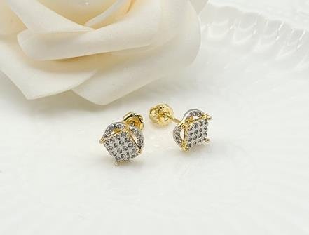 Arete Huggie Bicolor Oro y Rodio