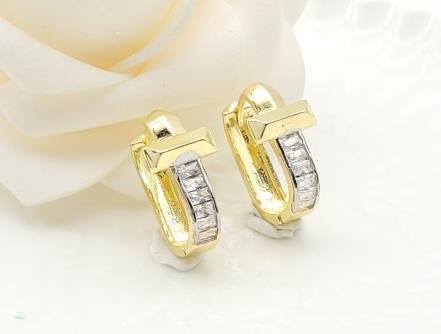 Arete Huggie Bicolor Oro y Rodio