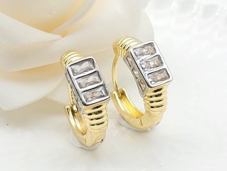 Arete Huggie Bicolor Oro y Rodio