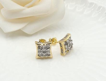 Arete Huggie Bicolor Oro y Rodio