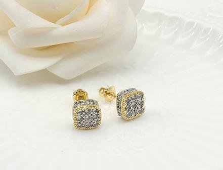 Arete Huggie Bicolor Oro y Rodio