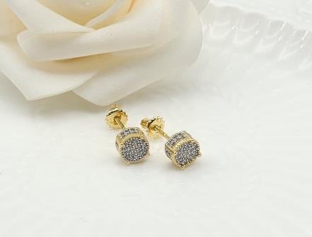 Arete Huggie Bicolor Oro y Rodio