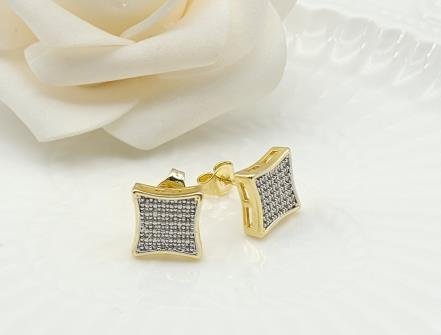 Arete Huggie Bicolor Oro y Rodio