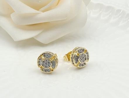 Arete Huggie Bicolor Oro y Rodio