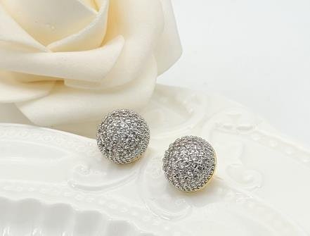 Arete Huggie Bicolor Oro y Rodio