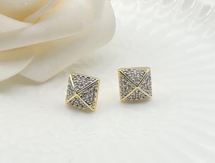 Arete Huggie Bicolor Oro y Rodio