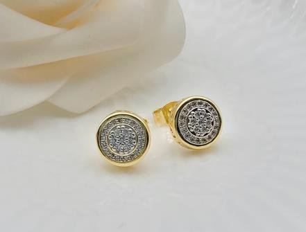 Arete Huggie Bicolor Oro y Rodio
