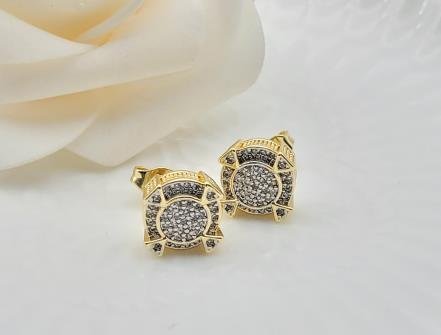 Arete Huggie Bicolor Oro y Rodio