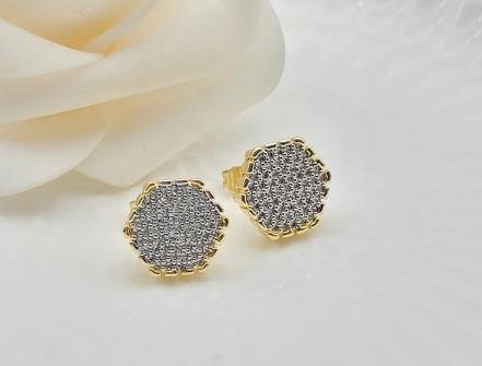 Arete Huggie Bicolor Oro y Rodio