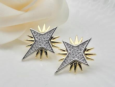 Arete Huggie Bicolor Oro y Rodio
