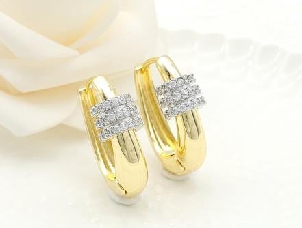 Arete Huggie Bicolor Oro y Rodio