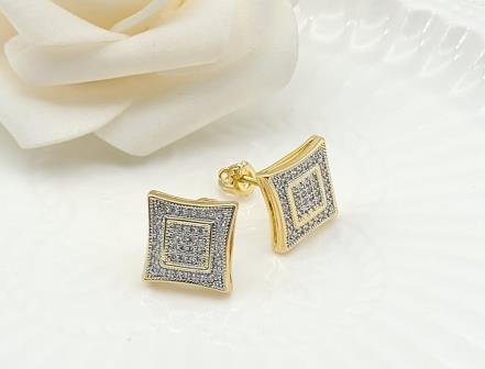 Arete Huggie Bicolor Oro y Rodio