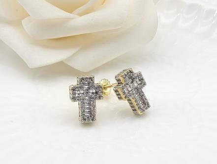 Arete Huggie Bicolor Oro y Rodio