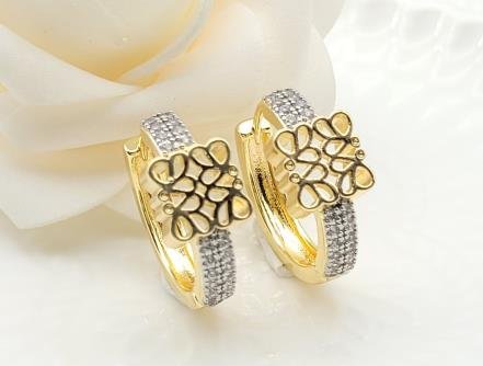 Arete Huggie Bicolor Oro y Rodio