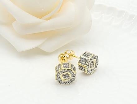 Arete Huggie Bicolor Oro y Rodio