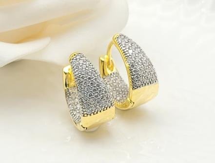 Arete Huggie Bicolor Oro y Rodio