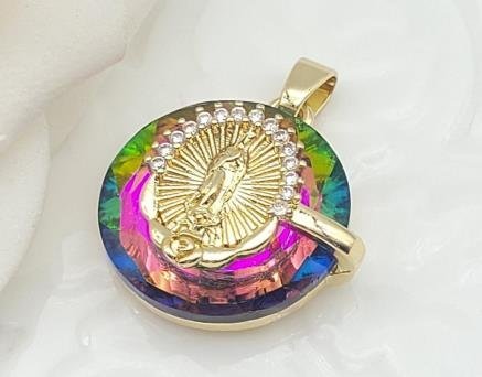 Dije Redondo Cristal con Medallón