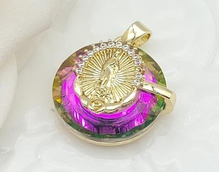 Dije Redondo Cristal con Medallón
