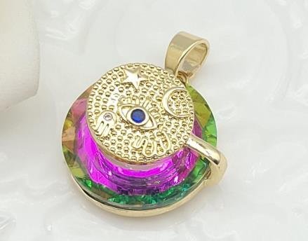 Dije Redondo Cristal con Rueda Solar