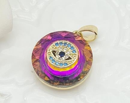Dije Redondo Cristal con Rueda Solar