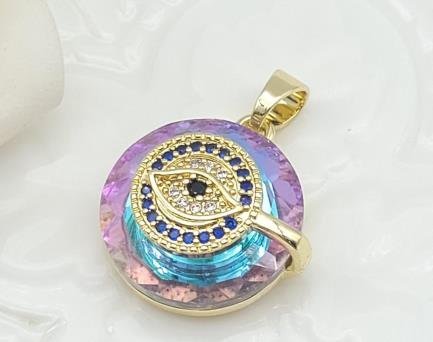 Dije Redondo Cristal con Rueda Solar