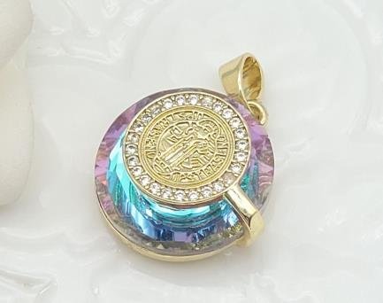 Dije Redondo Cristal con Moneda