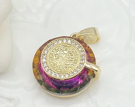 Dije Redondo Cristal con Moneda