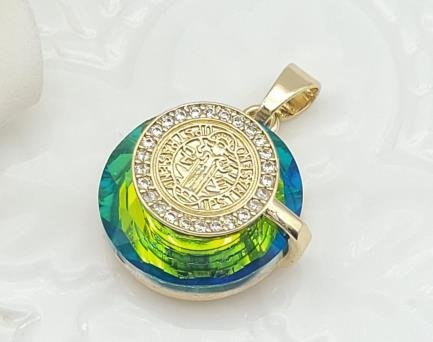 Dije Redondo Cristal con Moneda