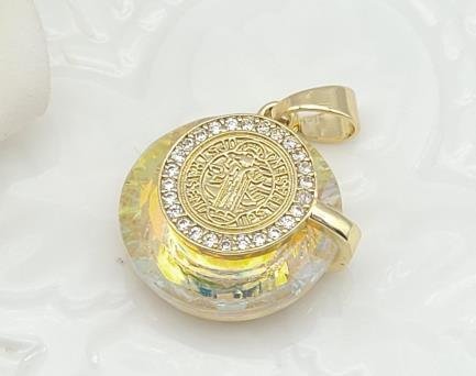 Dije Redondo Cristal con Moneda