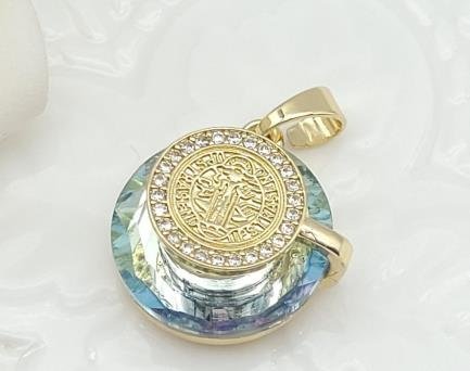 Dije Redondo Cristal con Moneda