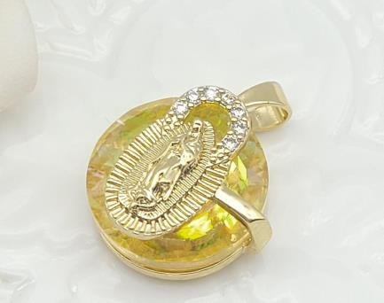 Dije Redondo Cristal Guadalupe Grande