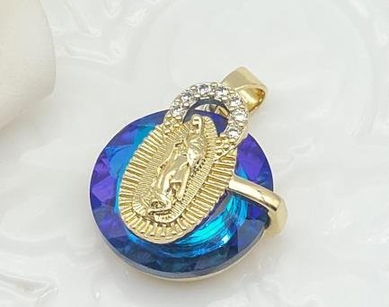 Dije Redondo Cristal Guadalupe Grande