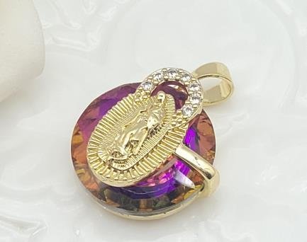 Dije Redondo Cristal Guadalupe Grande