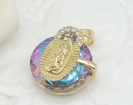 Dije Redondo Cristal Guadalupe Grande