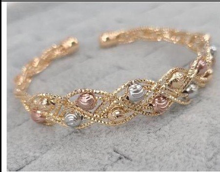Pulsera Latón 3 Colores - Diámetro:7 cm PBR200928461