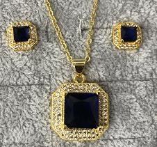 Conjunto Collar y Aretes YS300918087 (azul)