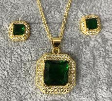 Conjunto Collar y Aretes YS300918089 (verde)