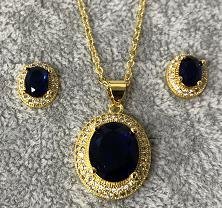 Conjunto Collar y Aretes YS300918105 (azul)