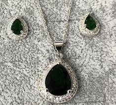 Conjunto Collar y Aretes YS318918096 (verde)